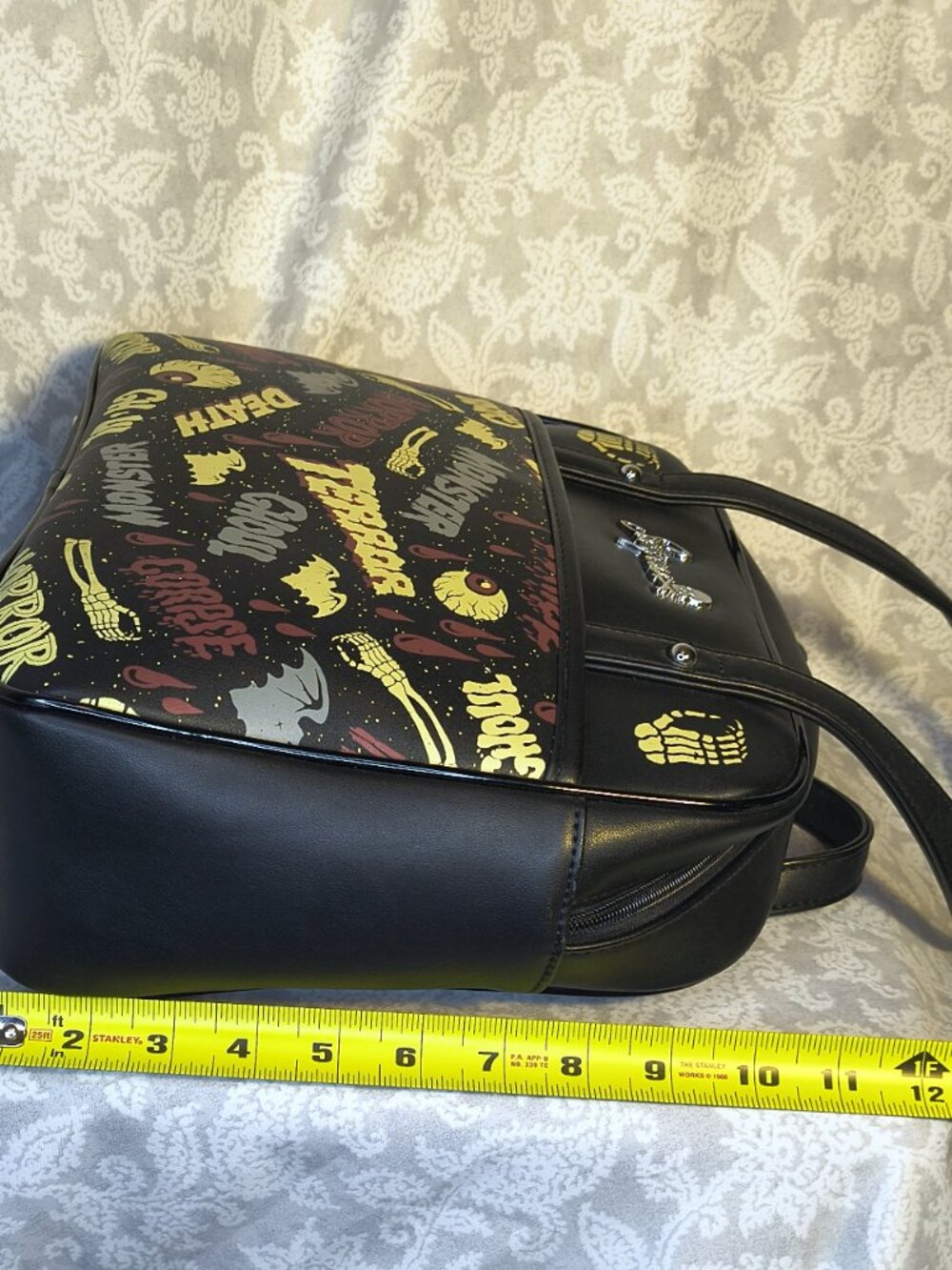 Black Sourpuss Oh the Horror Bowler handbag 10 x 11" with feet - Picture 4 of 14
